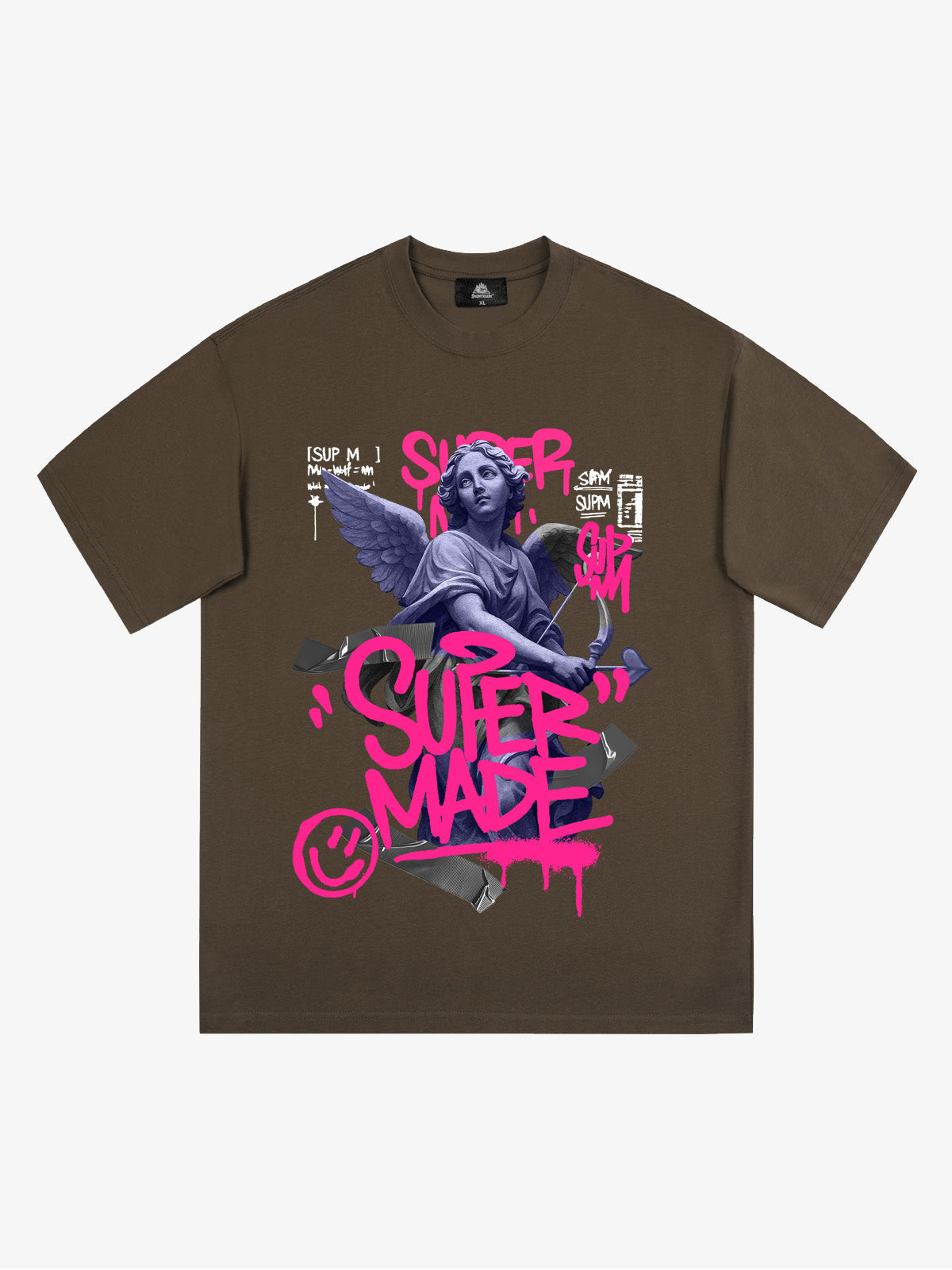 Street Pink Lucky Angel Graphic Design T-Shirt 