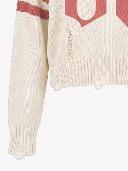 Vintage Digital Print Knit Sweater
