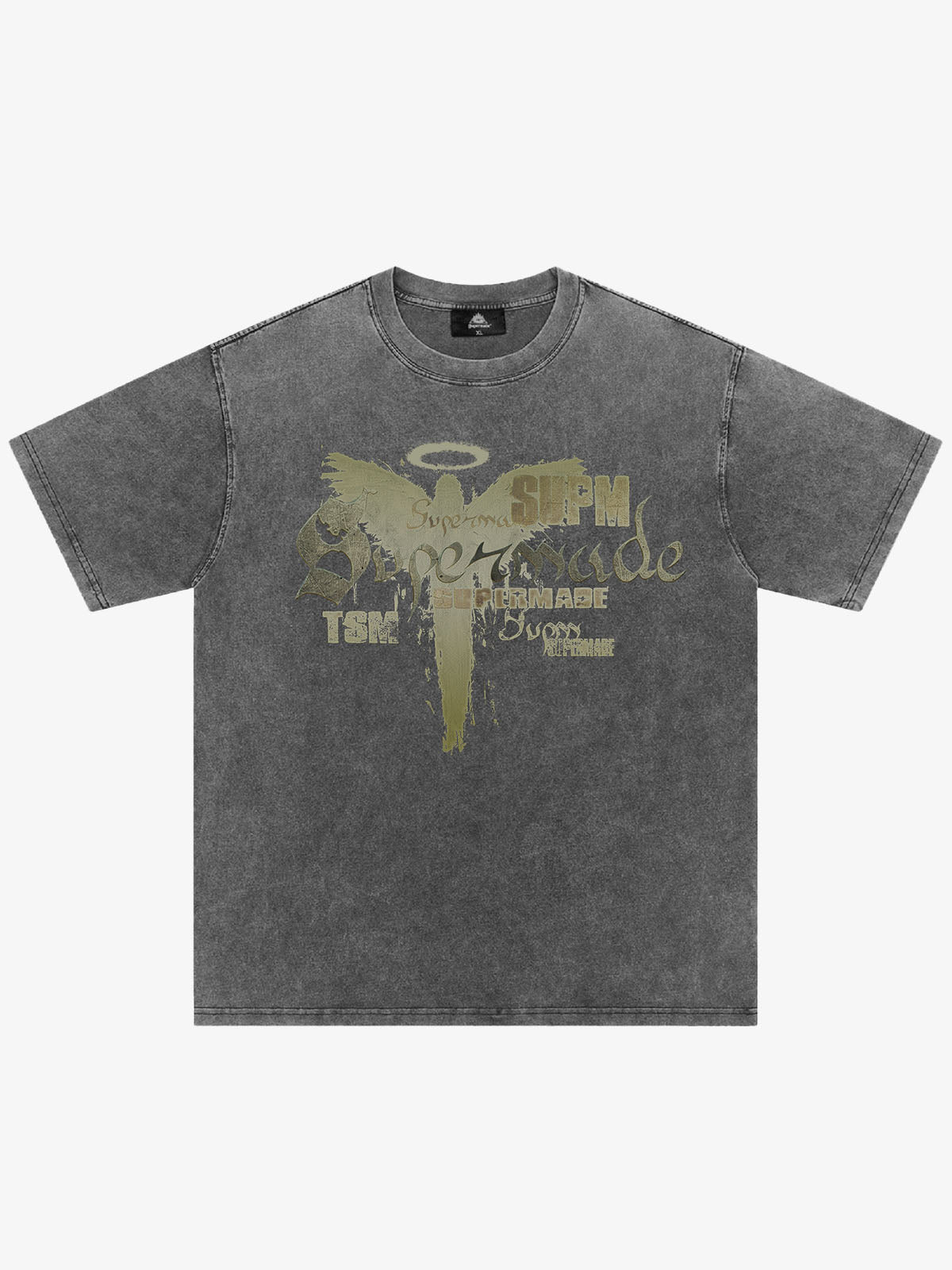 Distressed Washed Gothic Angel Graphic T-Shirt 