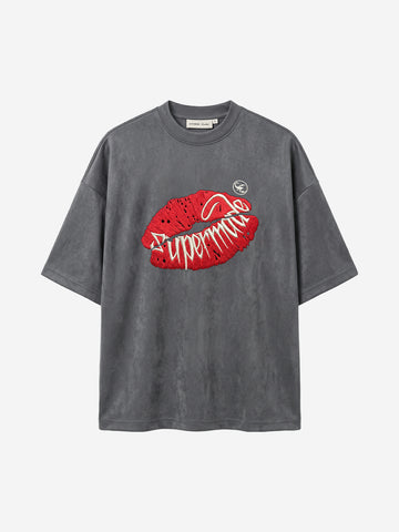 Suede Oversized Streetwear T-Shirt