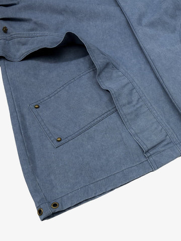 Pleated Panel Curved Leg Cargo Cotton Pants 