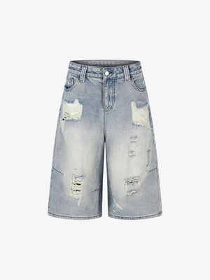 Streetwear 3/4 Length Distressed Jorts