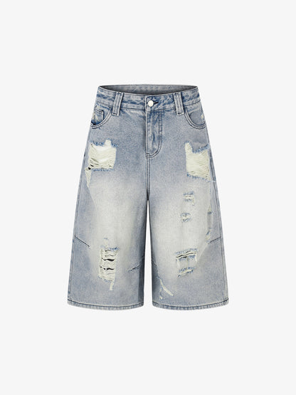 Streetwear 3/4 Length Distressed Jorts