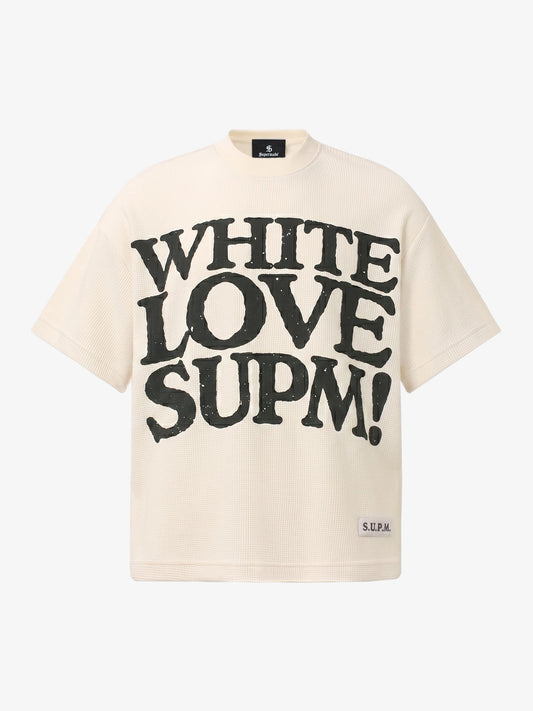 White Oversized Waffle Knit Tee