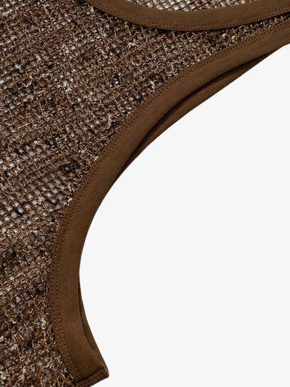 Open-Knit Mesh Layering Tank 