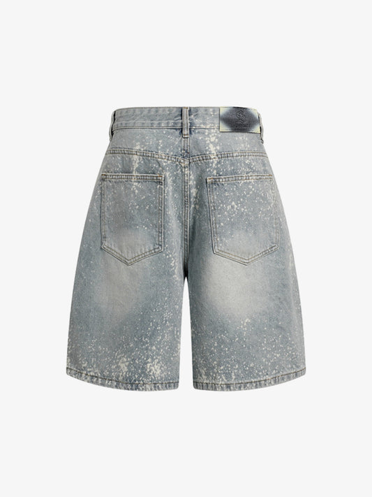 Splatter Washed Denim Shorts