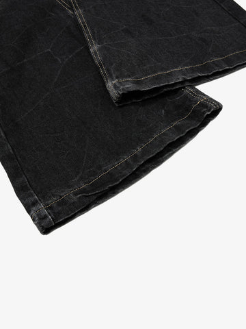 Snake Waist Flared Denim Jeans – Dark Wash Gold Embroidery Fit