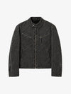 Cropped Distressed-wash Canvas Biker Jacket
