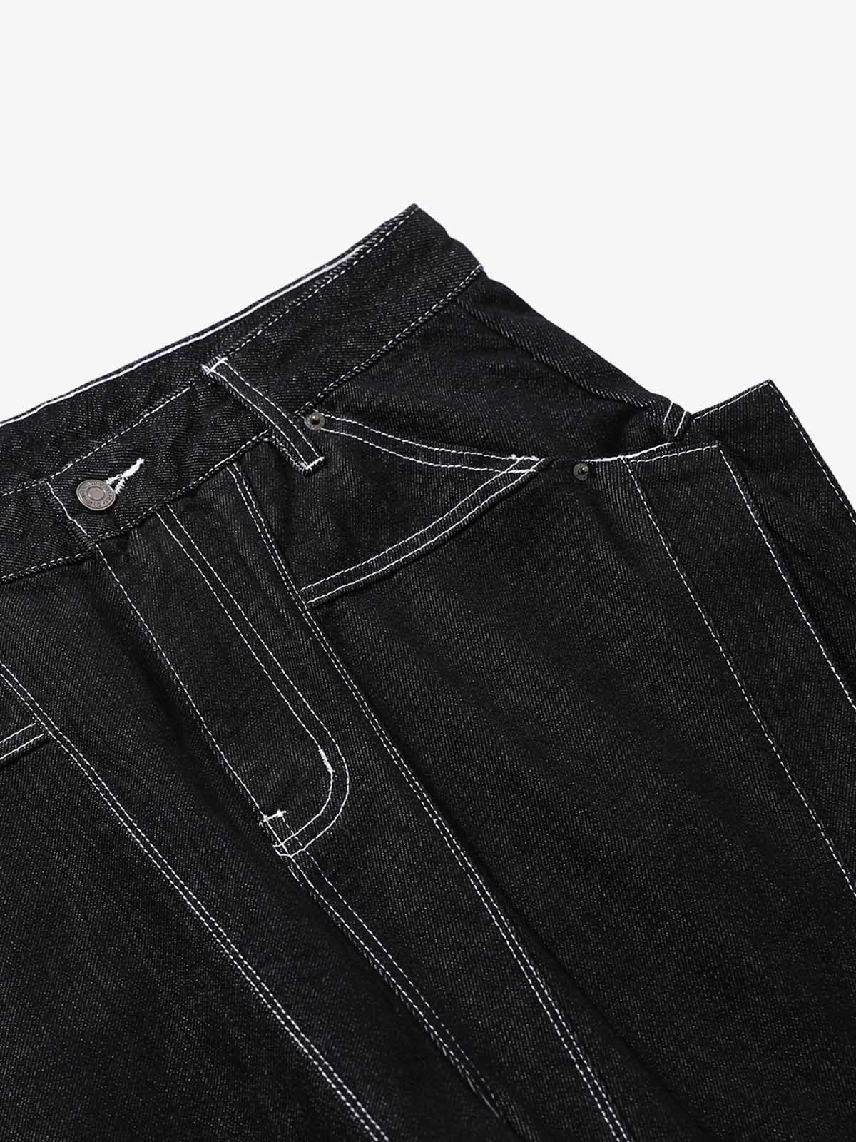 Contrast Stitching Deconstructed Denim Jorts 