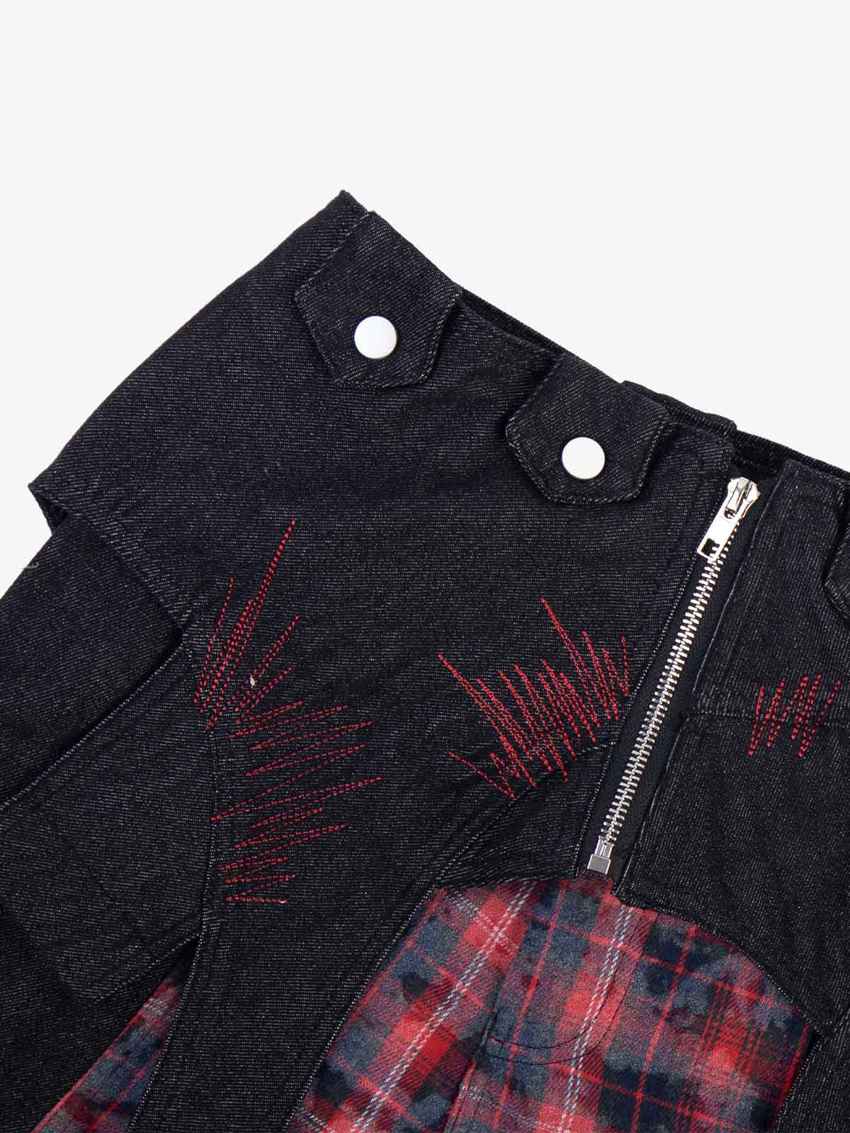 Deconstructed Cyber-Grunge Patchwork Denim Jeans