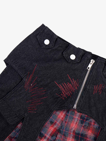 Deconstructed Cyber-Grunge Patchwork Denim Jeans