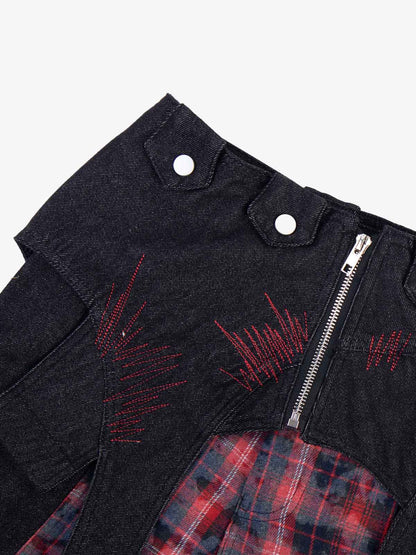 Deconstructed Cyber-Grunge Patchwork Denim Jeans