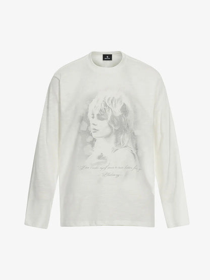 Vintage Portrait Graphic Long Sleeve T-Shirt 