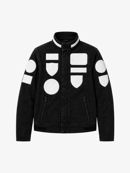 Distressed Racing Jacket with Patch Detail