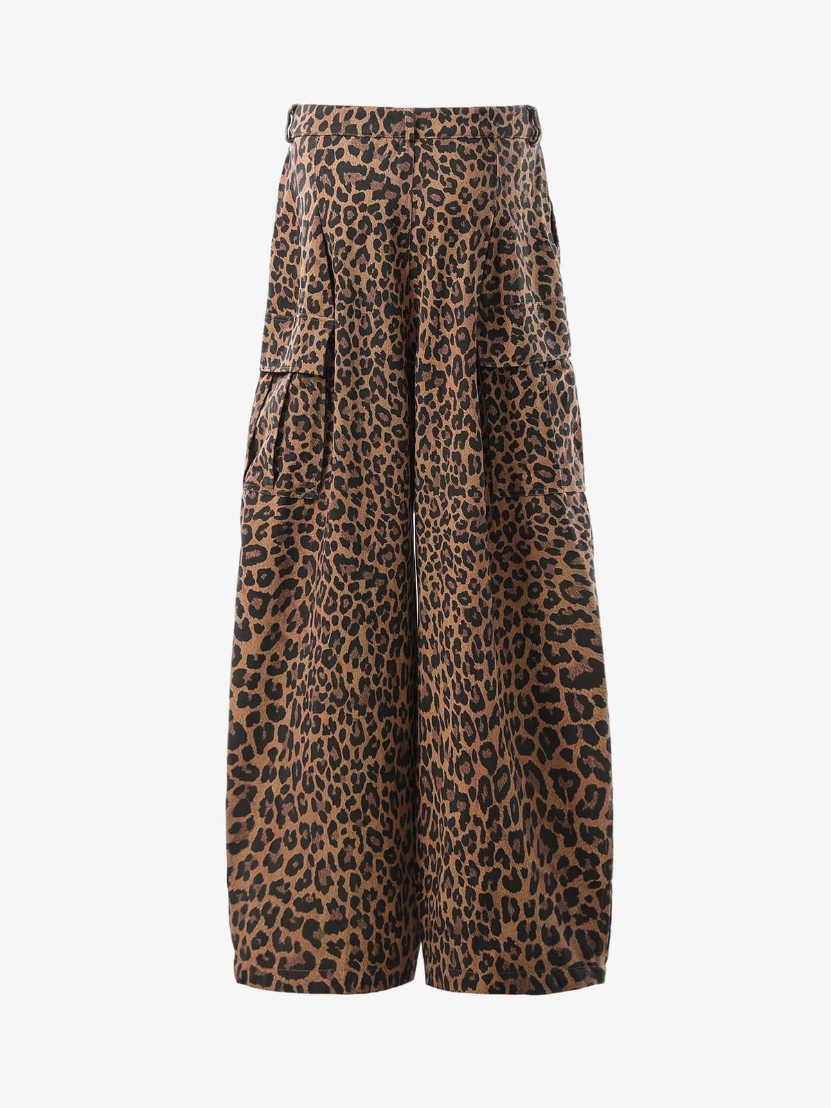 Retro Leopard Print Pleated Pocket Casual Pants 