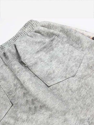Rhinestone Logo Leopard Patchwork Sweatpants 