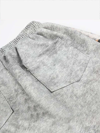 Rhinestone Logo Leopard Patchwork Sweatpants 