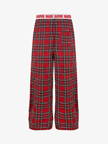 Super Soft Cotton Flannel Pajama Pants – Wide-Leg Plaid Lounge Pants