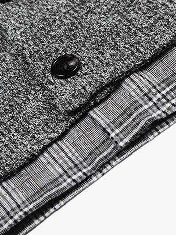 Textured Knit Plaid Layered Shirt