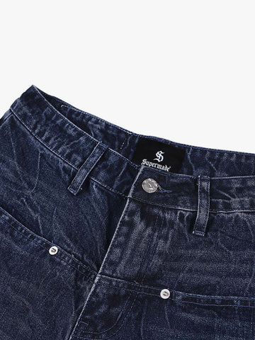 Wide Leg Washed Denim Shorts