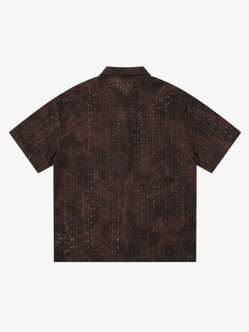 Perforated Acid-Wash Short Sleeve Shirt 