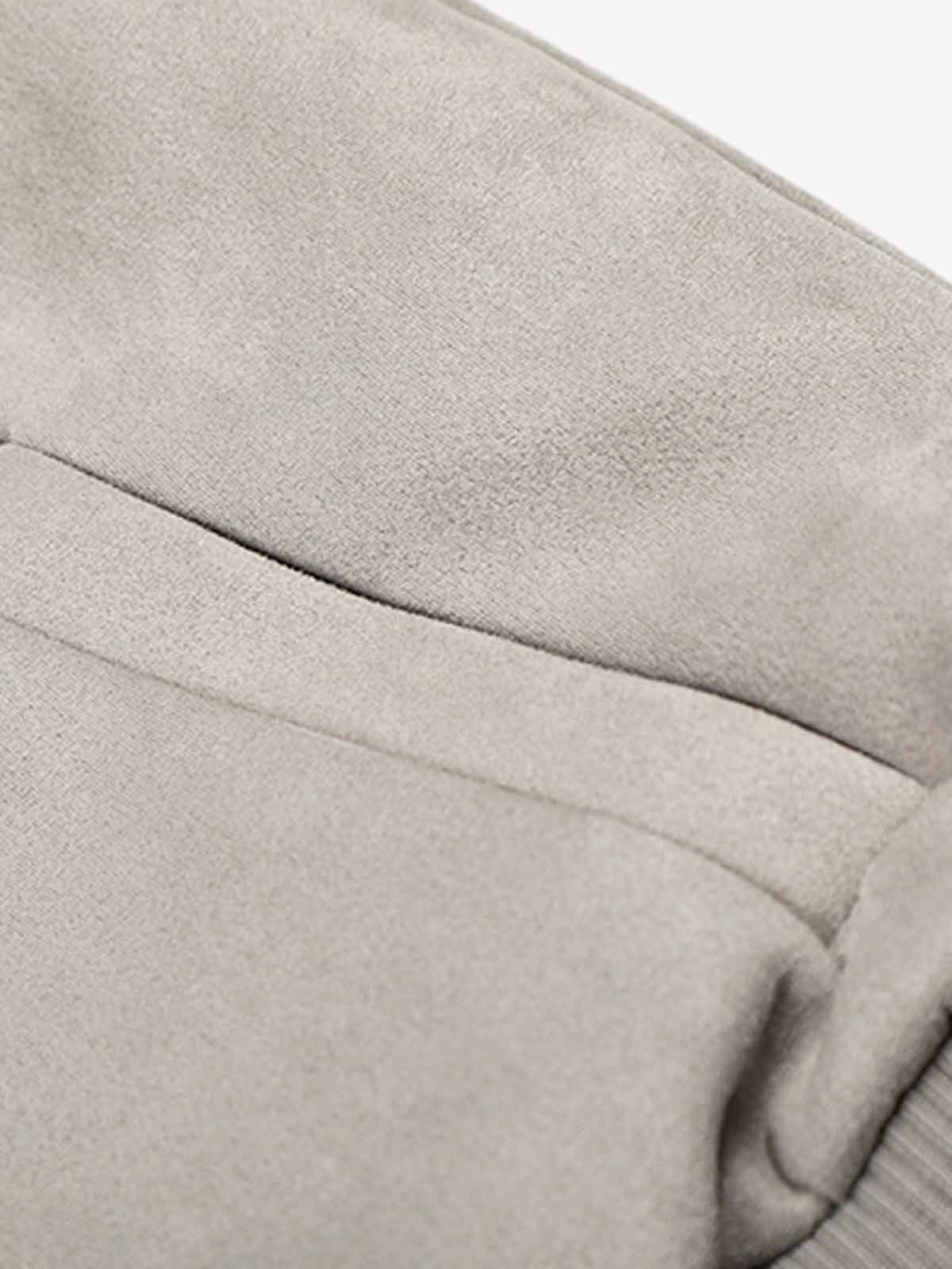 Vintage Suede Faux Fur Lined Buckle Bomber Jacket 