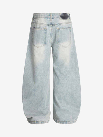 Denim Washed Distressed Barrel Jeans - 2511 