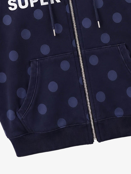 Faux Mink Fur Polka Dot Zip-up Hooded Vest