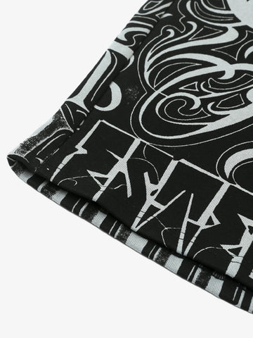 Black & White Graphic Lounge Shorts – Elastic Waist Drawstring Streetwear Shorts