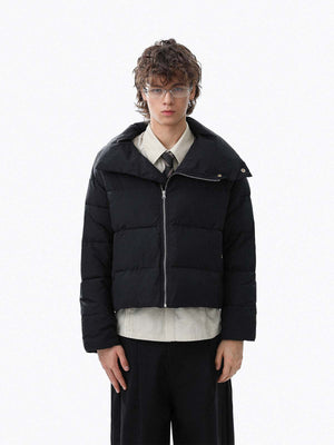 Vintage Asymmetric Zip High-Neck Puffer Jacket 