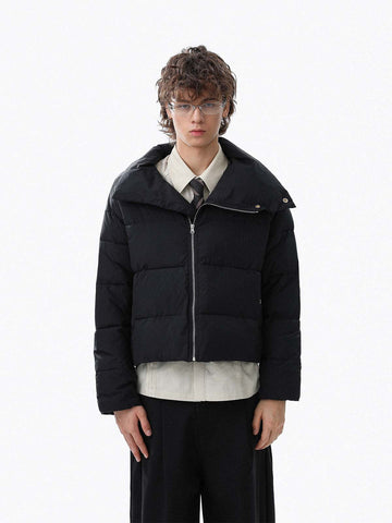 Vintage Asymmetric Zip High-Neck Puffer Jacket 