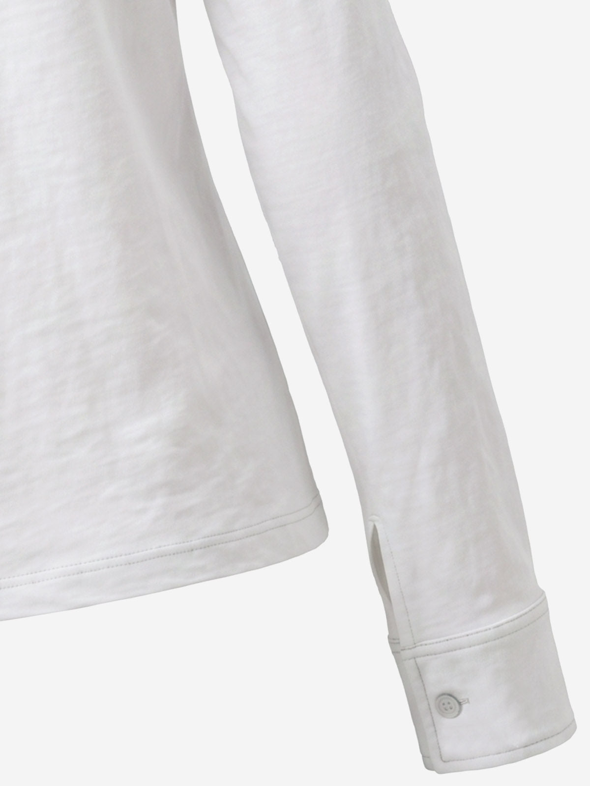 Logo Epaulette Stand Collar Long Sleeves Tee