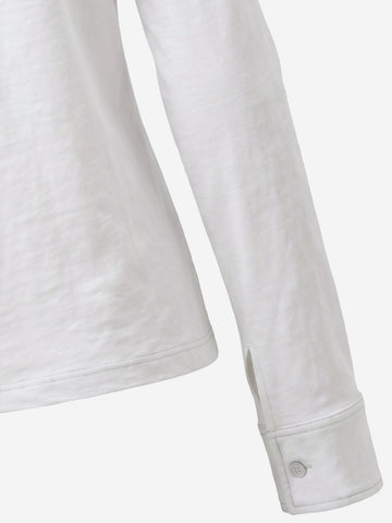 Logo Epaulette Stand Collar Long Sleeves Tee