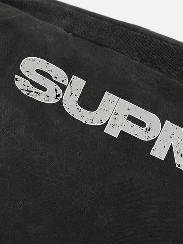 Street Washed Mottled Rivet Letter Print Baggy Sweatpants 