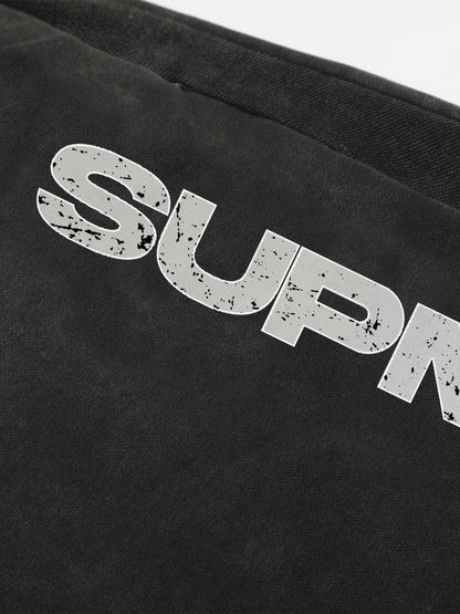 Street Washed Mottled Rivet Letter Print Baggy Sweatpants 