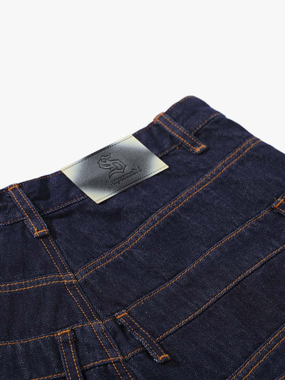 Studded Double-Waist Wide-Leg Jorts 