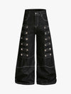 Square Studded Panelled Baggy Jeans