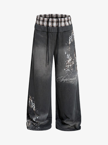 Double Waist Plaid Sweatpants