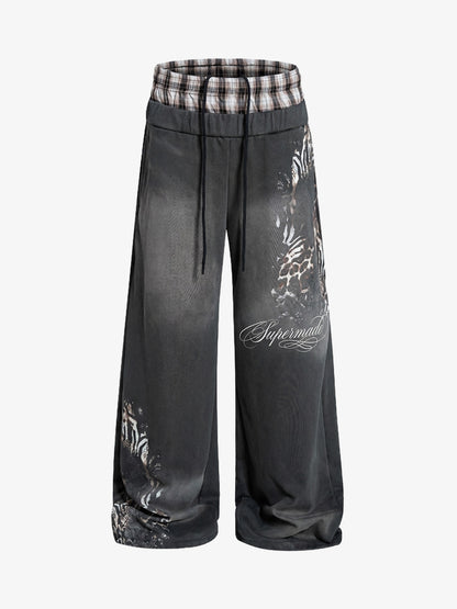 Double Waist Plaid Sweatpants