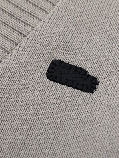 Layered Double V-Neck Ribbed Knit Cardigan 