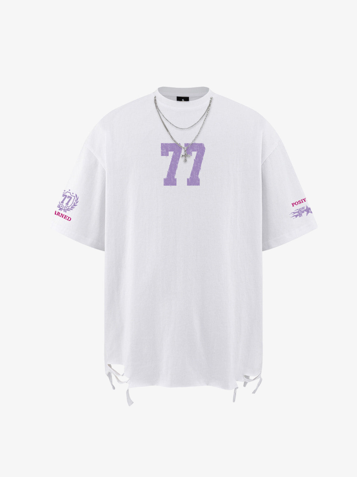 Detachable Chain Necklace Casual T-Shirt