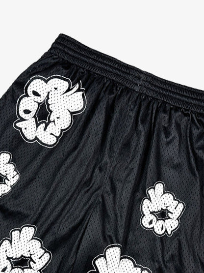 Abstract Letter Graphic Athletic Shorts 