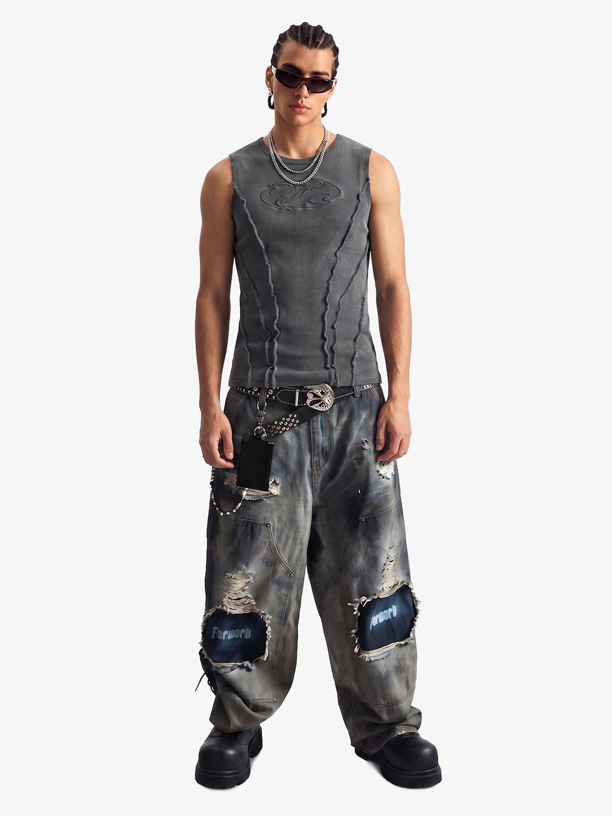 Exposed Seams Washed Knit Vest
