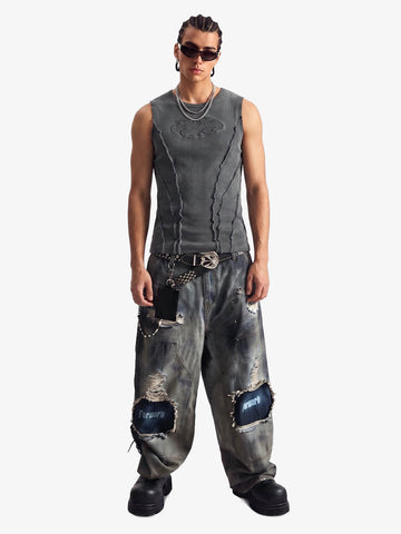 Exposed Seams Washed Knit Vest
