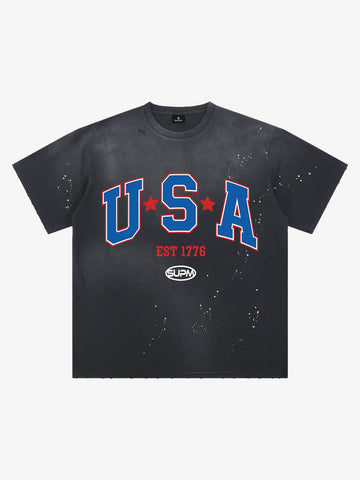 USA Graphic Splatter Washed T-Shirt
