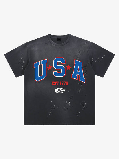 USA Graphic Splatter Washed T-Shirt