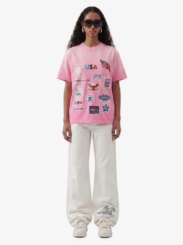 Washed Vintage Sticker Print T-Shirt