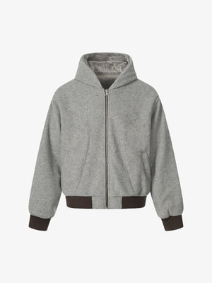 Retro Reversible Fleece Lined Zip-up Hooded Jacket 