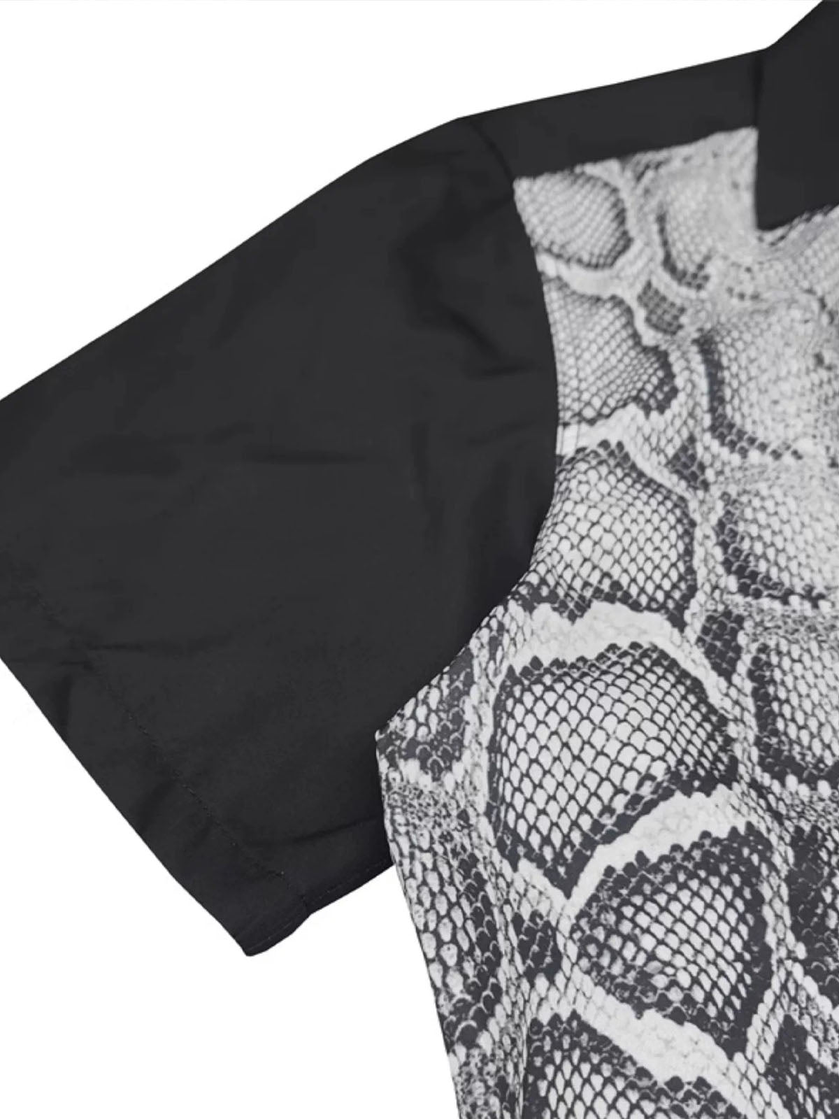 Snakeskin Patchwork Button-Up Shirt