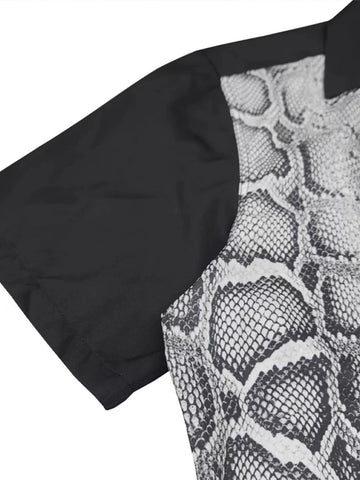Snakeskin Patchwork Button-Up Shirt